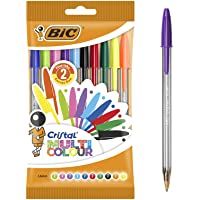 BIC Cristal Bolígrafos de Colores- Multicolor- Punta Ancha (1-6mm)- Ideal para material escolar y de oficina- Blíster de…